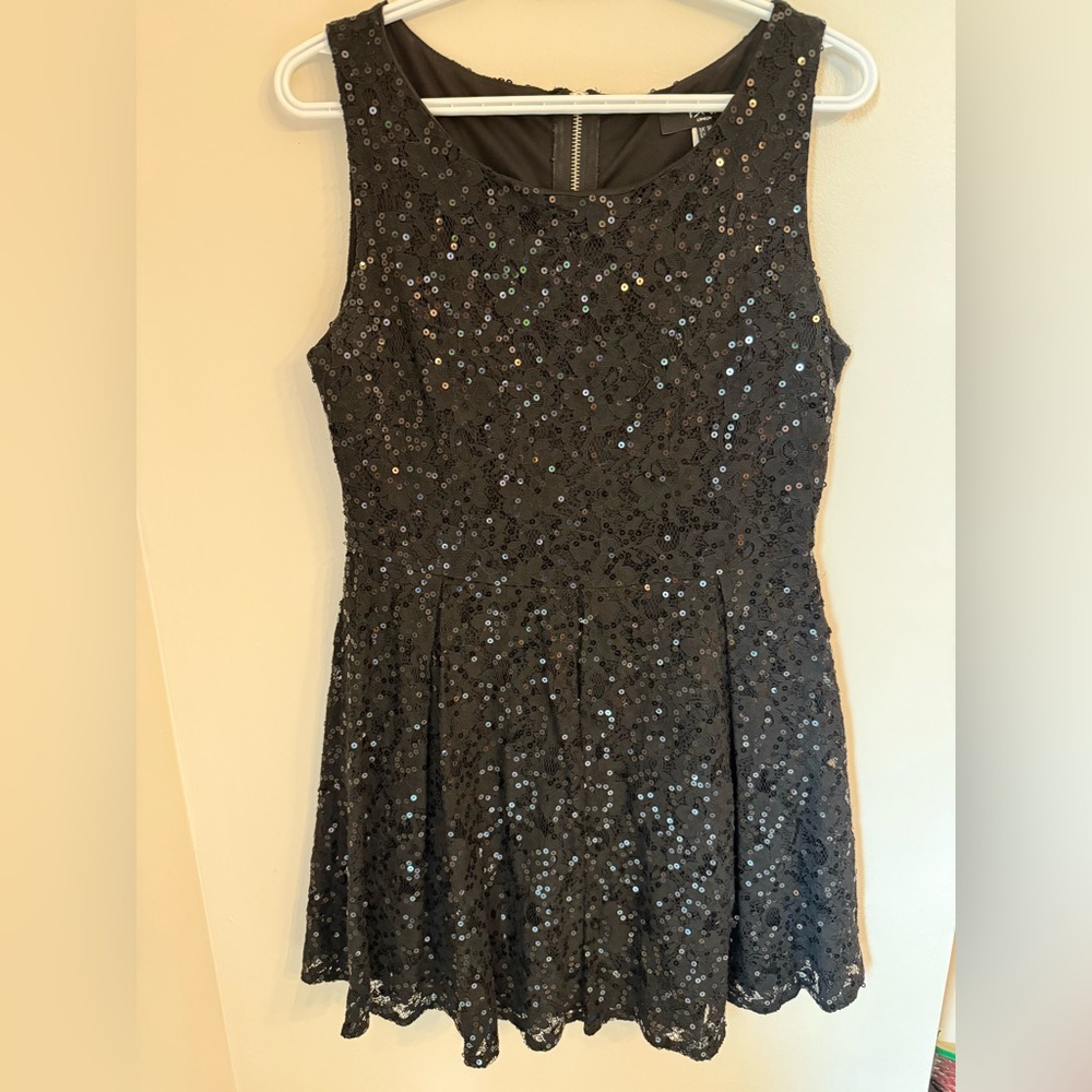 Iska London Black Lace w/ Sequin Mini Dress - Size M